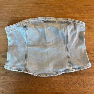 GAP Women's  Light Wash Strapless Denim Cropped Top